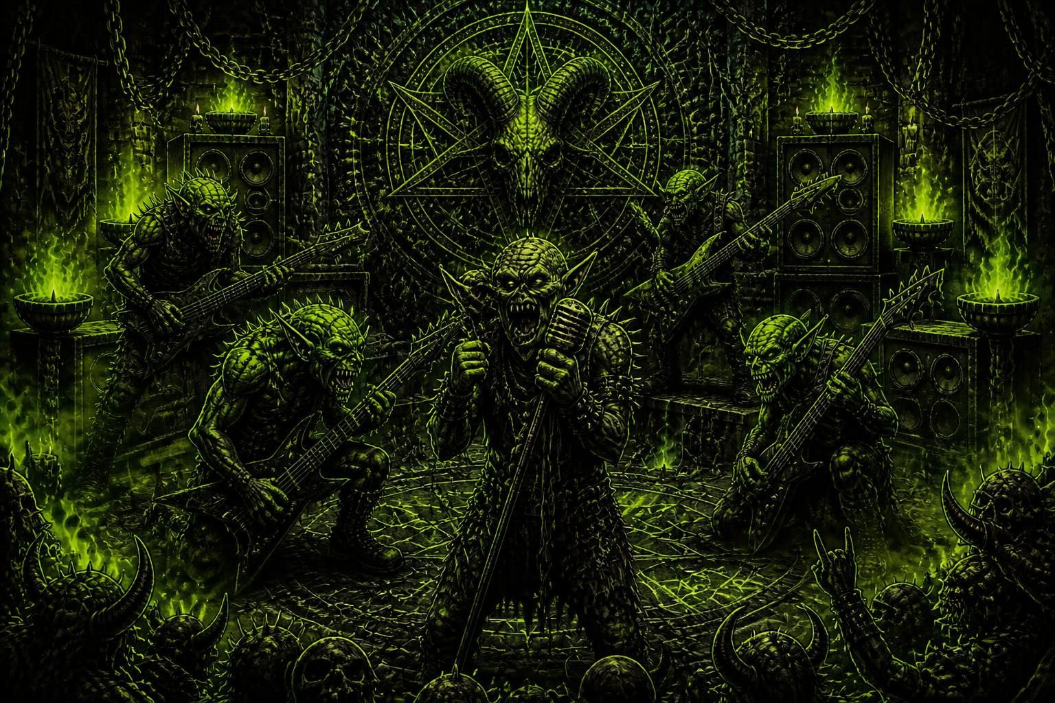 Coven of goblins with guitars