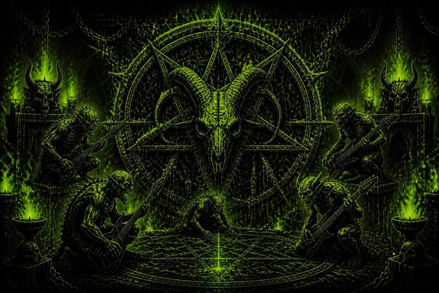Goblins performing a goat pentagram ritual