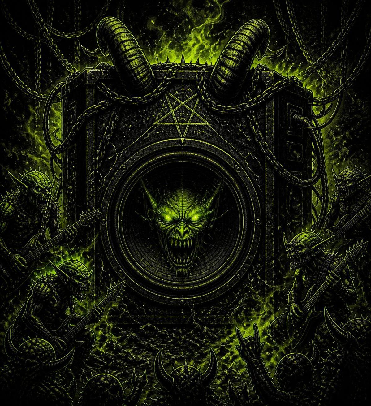 Demon rising from a subwoofer